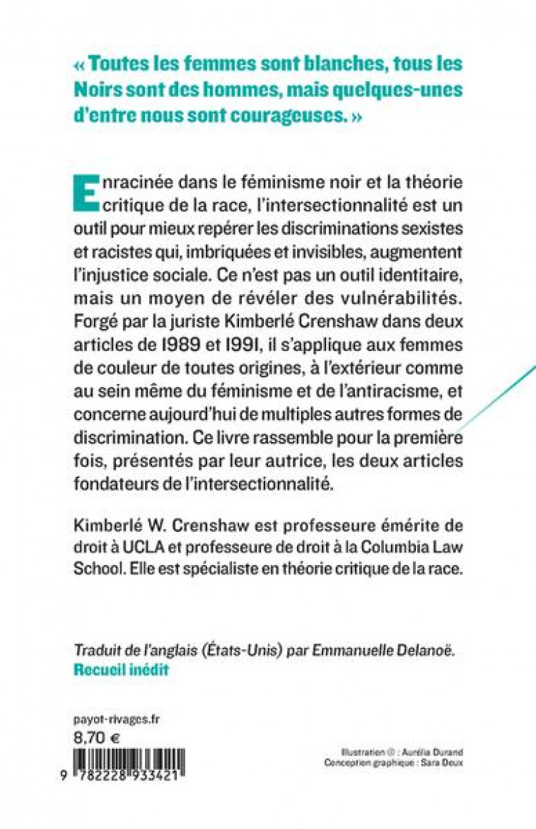 SUR L-INTERSECTIONNALITE - CRENSHAW KIMBERLE - PAYOT POCHE