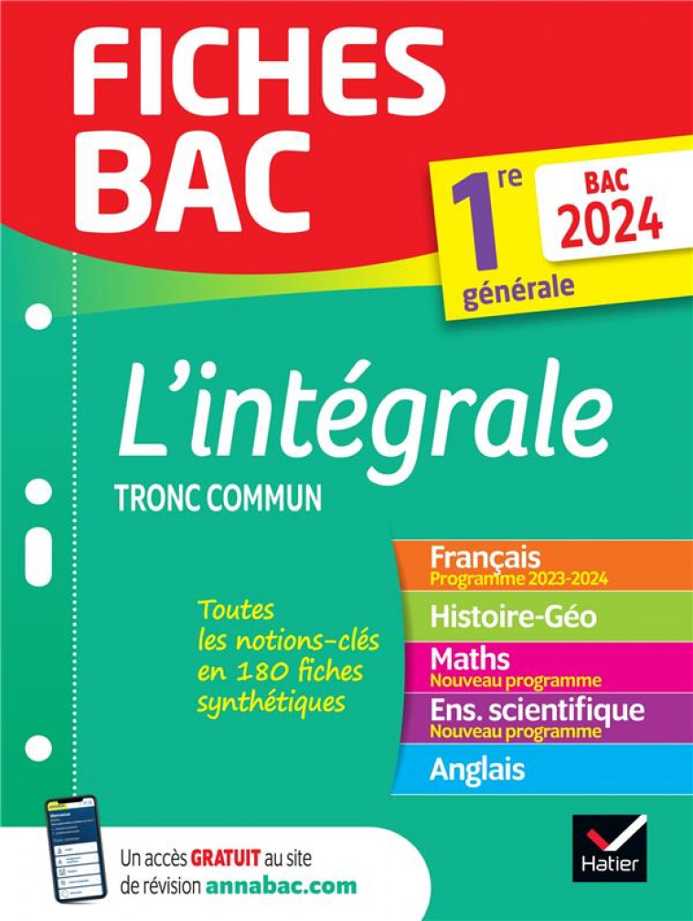 FICHES BAC L-INTEGRALE DU TRONC COMMUN 1ERE GENERALE BAC 2024 (TOUTES LES MATIERES) - FRANCAIS, HISTO - COLLECTIF - DIDIER