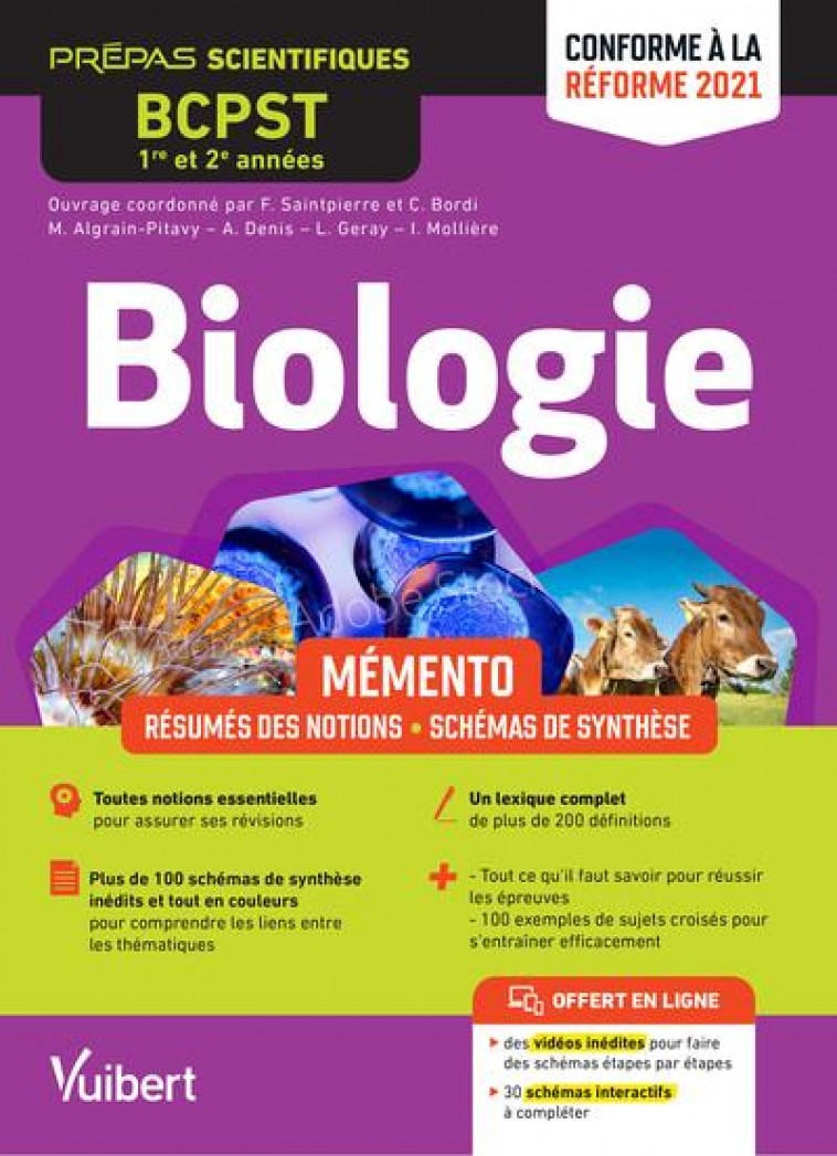 MEMENTO DE BIOLOGIE BCPST 1RE ET 2E ANNEES - NOTIONS-CLES - SCHEMAS DE SYNTHESE - LEXIQUE  CONFORME - SAINTPIERRE/BORDI - VUIBERT