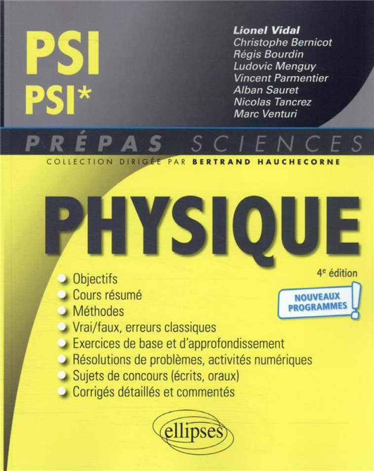 PHYSIQUE PSI/PSI* - PROGRAMME 2022 - VIDAL/BERNICOT - ELLIPSES MARKET