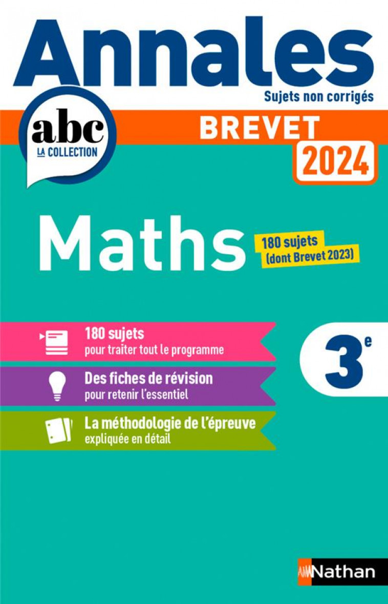 ANNALES BREVET MATHS 2024 - NON CORRIGES - FEUGERE CAROLE - CLE INTERNAT