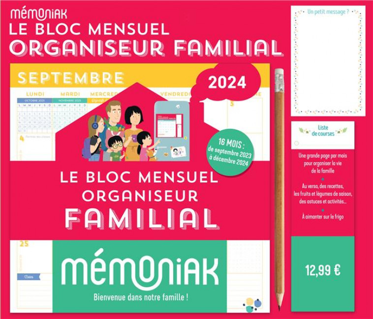 LE BLOC MENSUEL ORGANISEUR FAMILIAL MEMONIAK 2024, CALENDRIER (SEPT. 2023 -  DEC. 2024) - CALENDRIER - La Preface