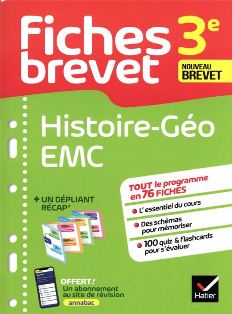 FICHES BREVET HISTOIRE-GEOGRAPHIE EMC 3EME BREVET 2023 - FICHES DE REVISION & QUIZ - D-HOOP/HOLSTEIN - HATIER SCOLAIRE