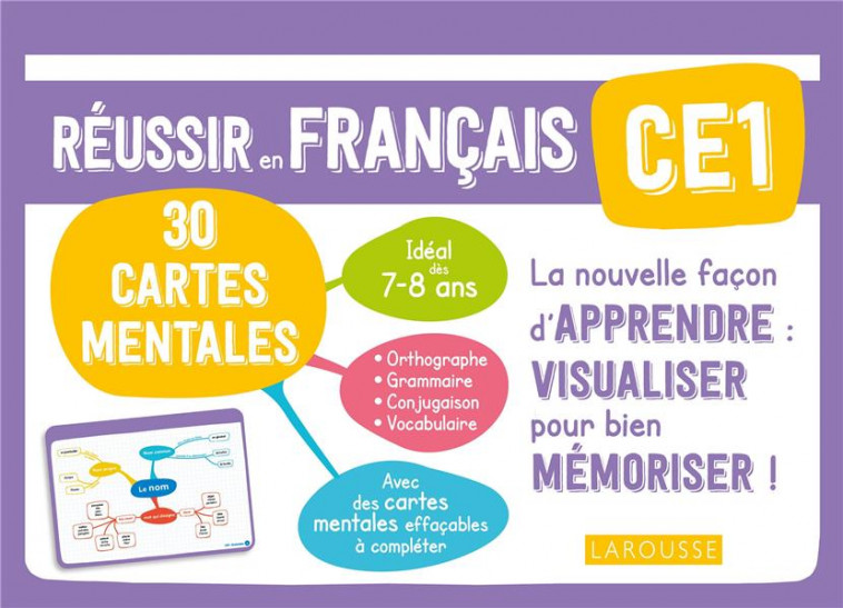 REUSSIR EN FRANCAIS  -  CE1  -  30 CARTES MENTALES - COLLECTIF - LAROUSSE