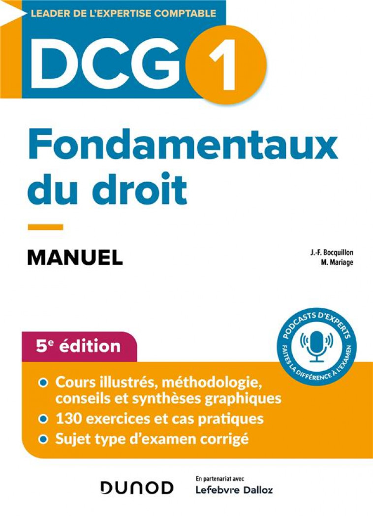 DCG 1 - INTRODUCTION AU DROIT -DCG 1 - DCG 1 - FONDAMENTAUX DU DROIT - MANUEL - 2024-2025 - BOCQUILLON/MARIAGE - DUNOD