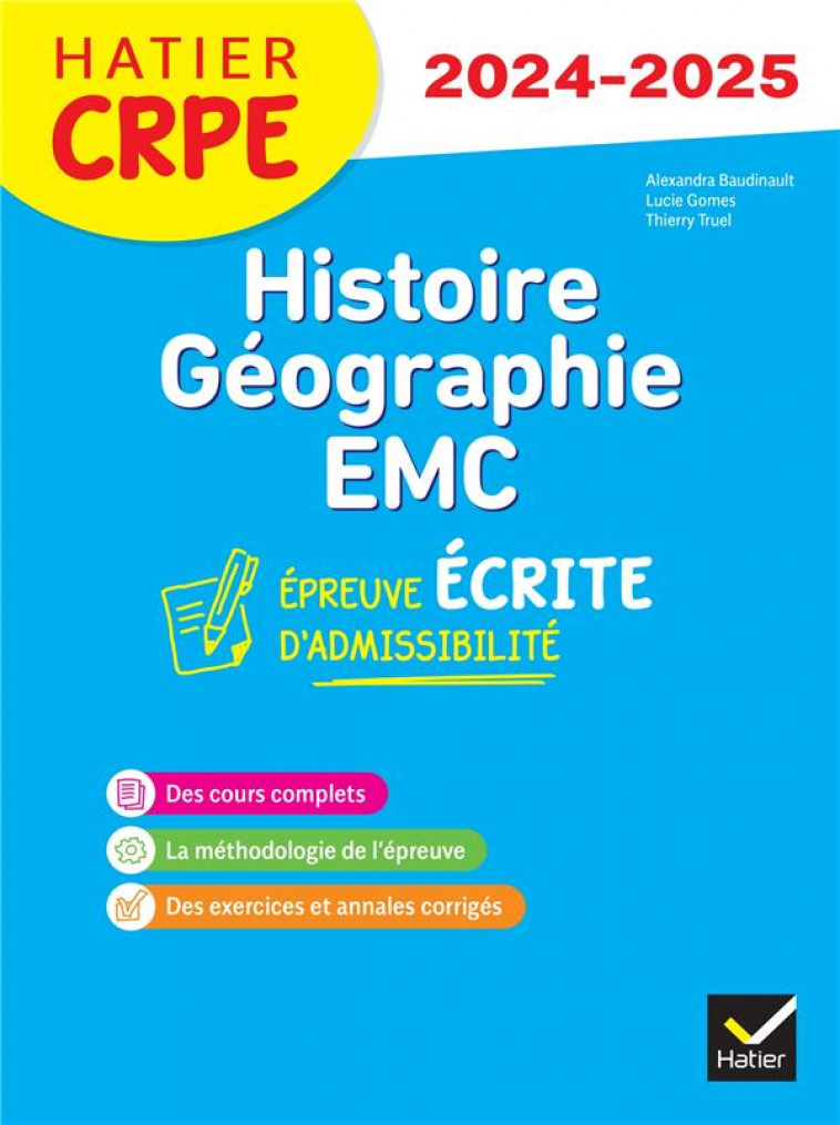 HISTOIRE-GEOGRAPHIE-EMC- CRPE 2024-2025 - EPREUVE ECRITE D-ADMISSIBILITE - BAUDINAULT/GOMES - DIDIER
