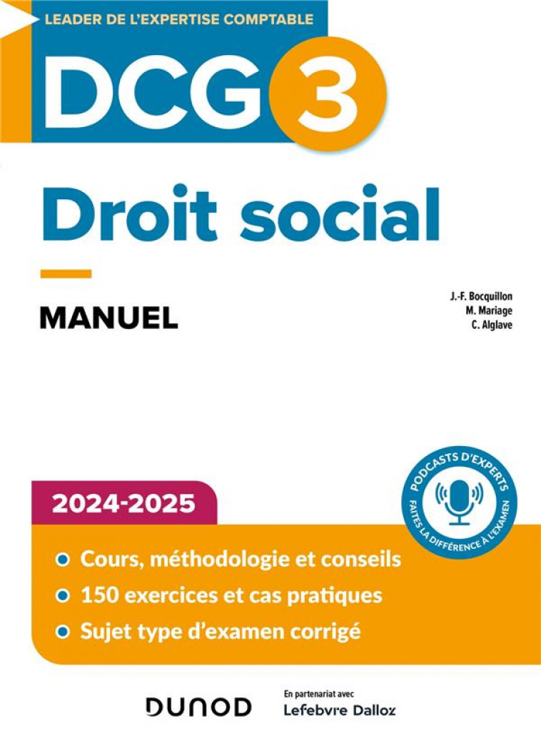 DCG 3 - DROIT SOCIAL - MANUEL 2024-2025 - BOCQUILLON/ALGLAVE - DUNOD