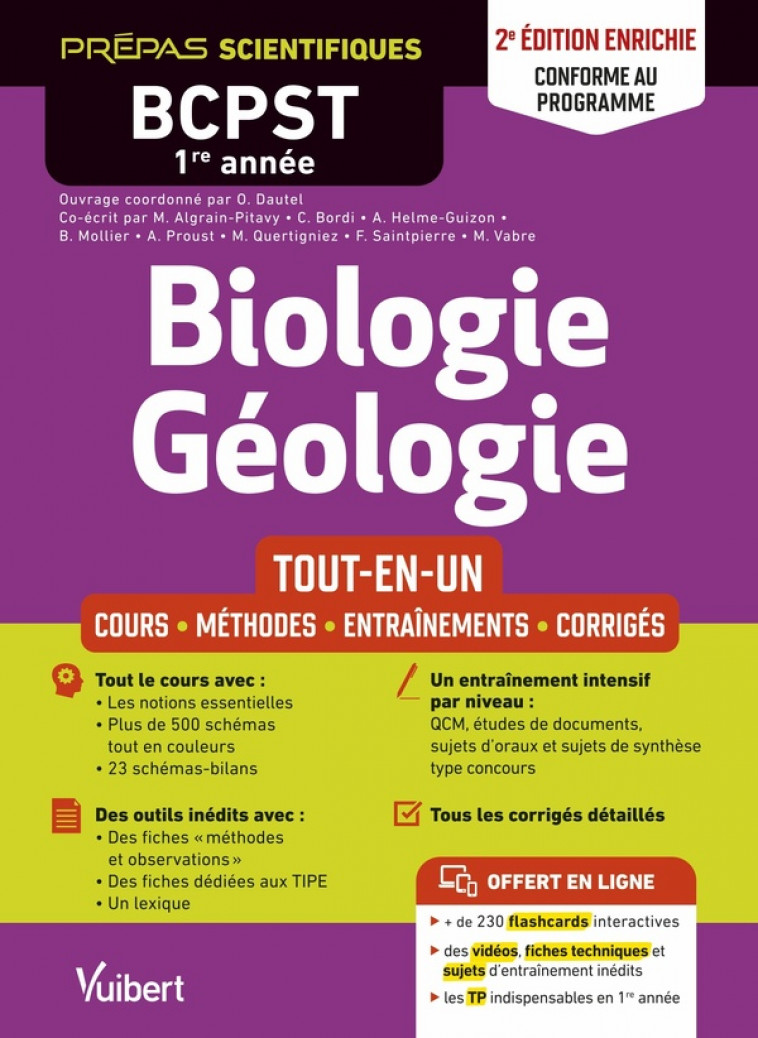 BIOLOGIE-GEOLOGIE BCPST 1RE ANNEE - 2E EDITION CONFORME AU NOUVEAU PROGRAMME - COURS - SCHEMA-BILAN - BORDI/SAINTPIERRE - VUIBERT