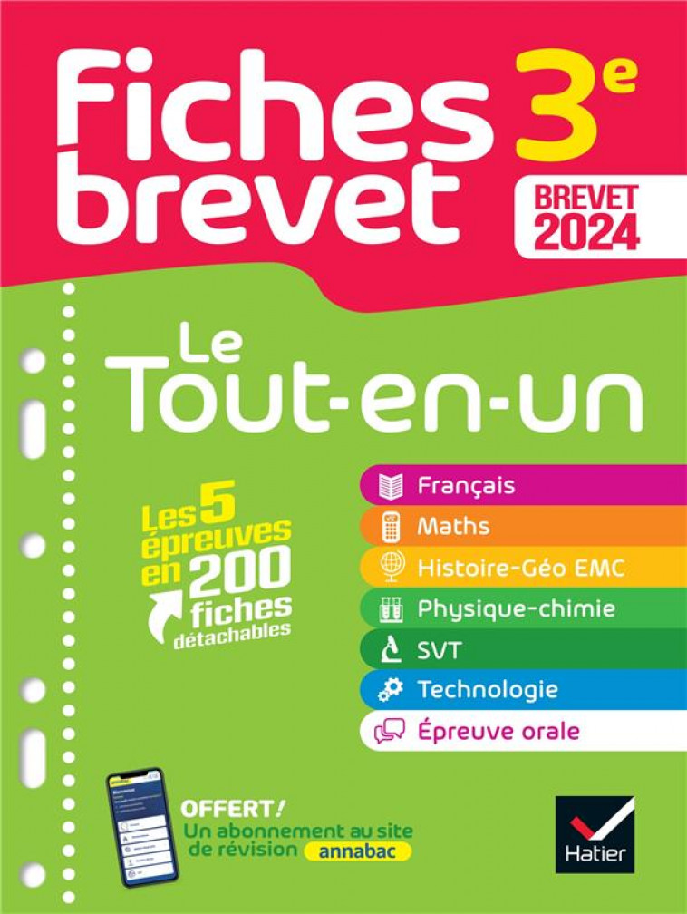 FICHES BREVET LE TOUT-EN-UN DU BREVET 2024 - 3E (TOUTES LES MATIERES) - FRANCAIS, MATHS, HISTOIRE-GE - AUSSOURD/DEMEILLERS - HATIER SCOLAIRE