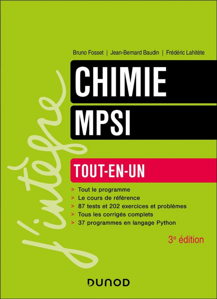 CHIMIE TOUT-EN-UN MPSI - 3E ED. - FOSSET/BAUDIN - DUNOD