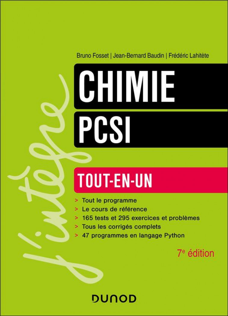 CHIMIE TOUT-EN-UN PCSI - 7E ED. - FOSSET/BAUDIN - DUNOD